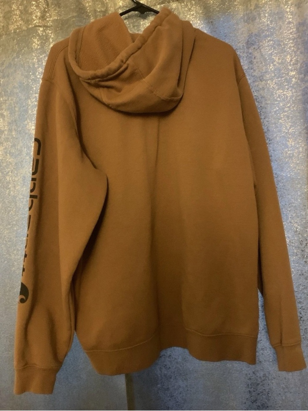 Carhartt Hoodie  Mens Large Brown Loose Fit Sleeve Logo - Picture 2 of 4
